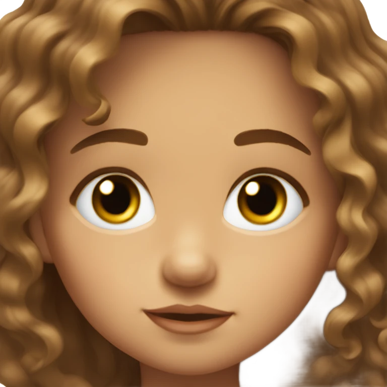 Tan skin toddler wavy hair brown eyes brown hair long eyelashes on a floating emoji