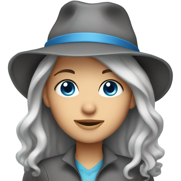 girl with blue eyes grey hair and hat emoji