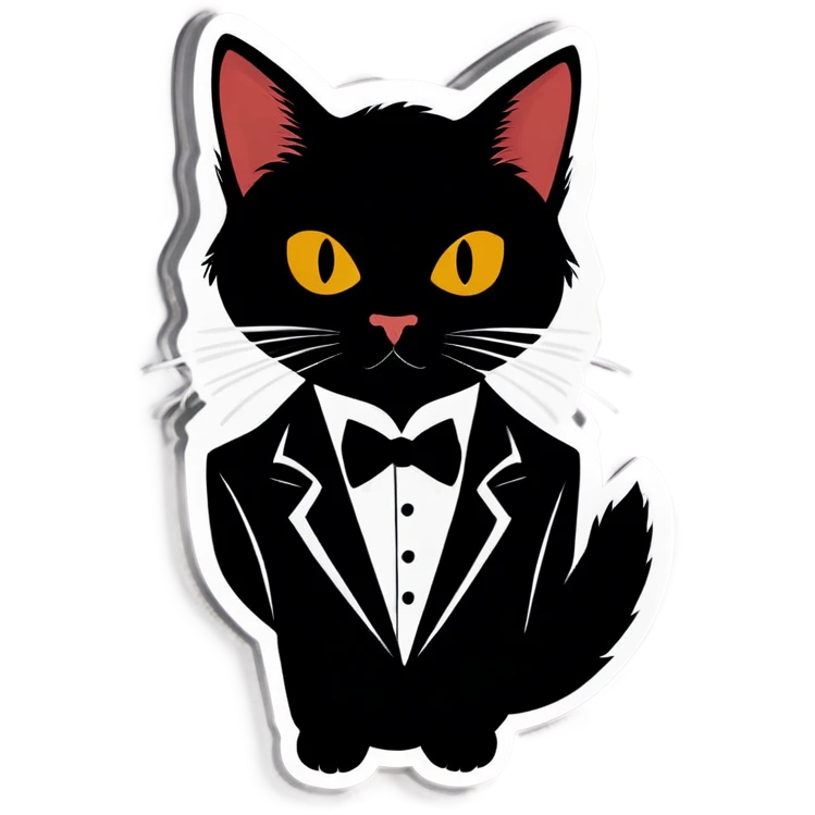Black cat James bond like  emoji