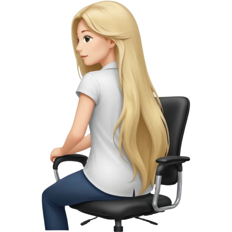 Woman from the Back of head with long hair sitting on an office chair emoji