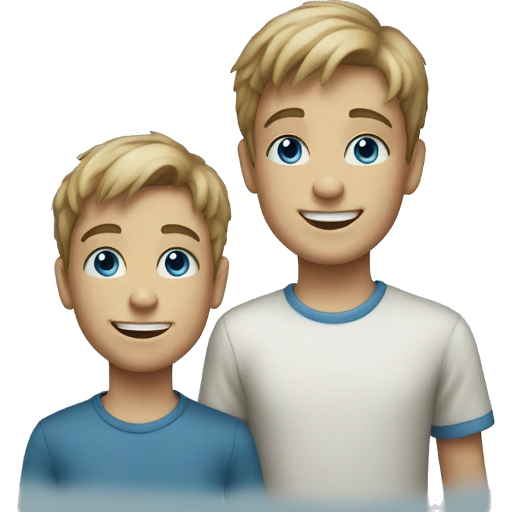 two boys smiling portrait with Blue eyes emoji