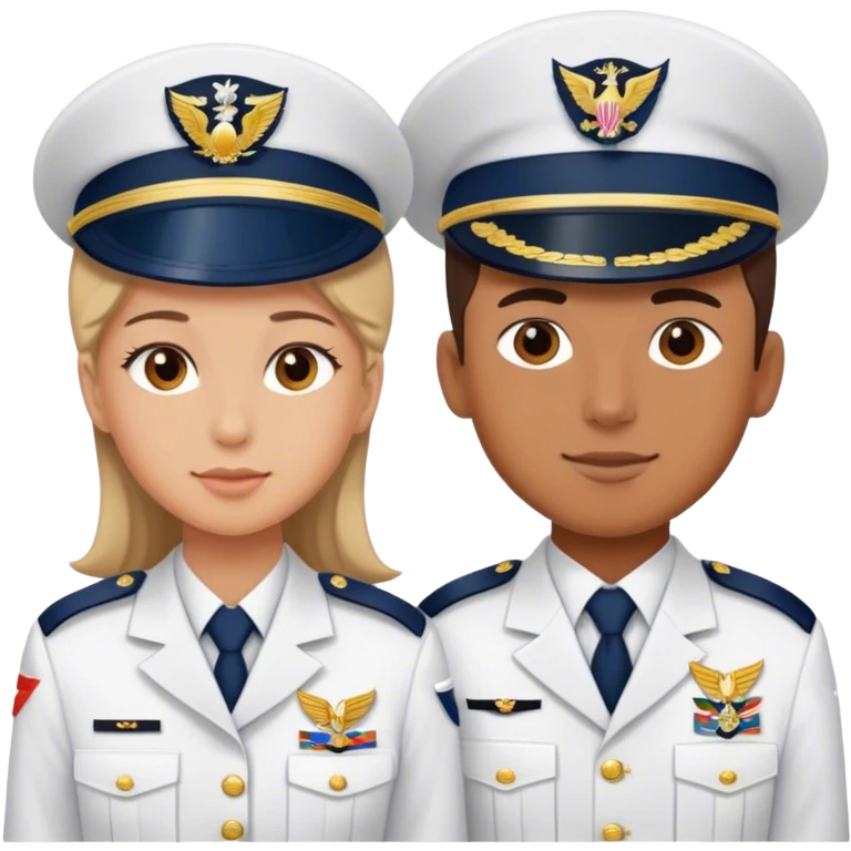 couple emojis boys where navy uniform and girl where  airforce uniform emoji