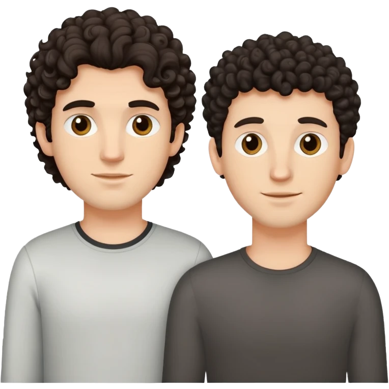 Two dark curly headed white guys together emoji