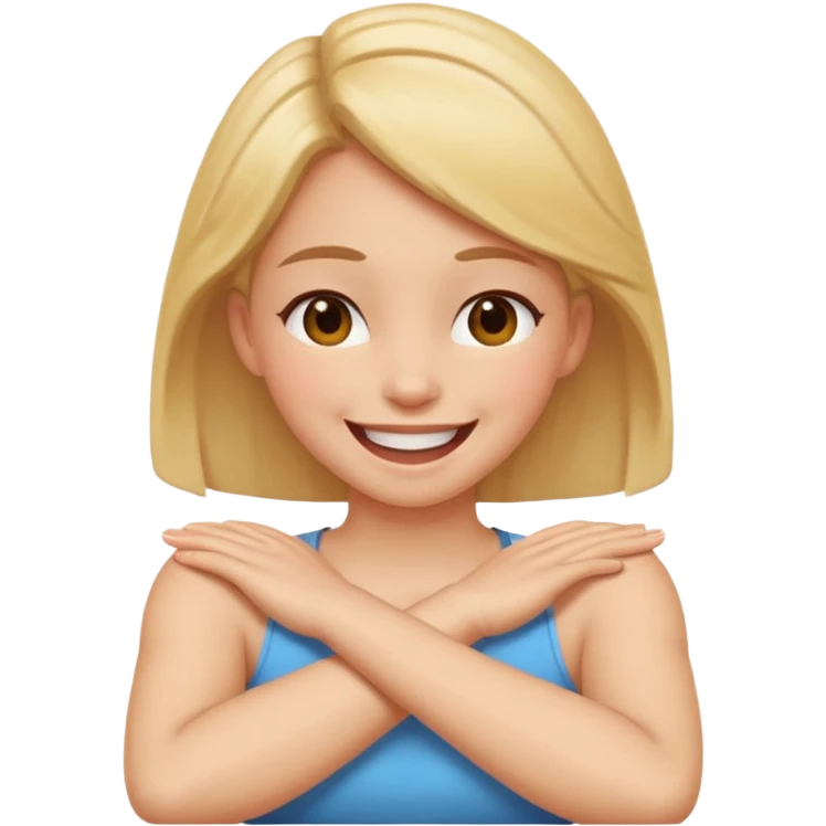 Arms crossed holding neck laughing girl emoji