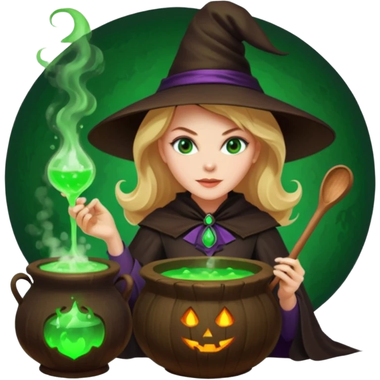 Nicole Kidman making green glowing potion in witch costume emoji