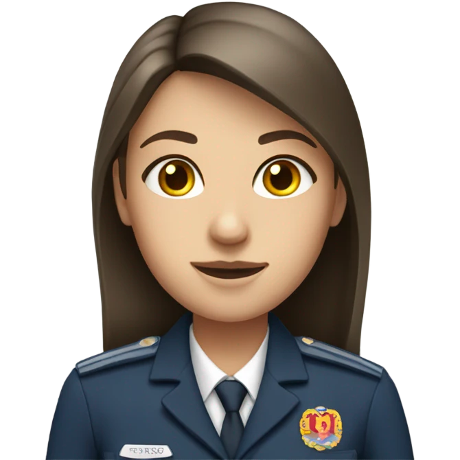 brunette girl with straight hair in uniform emoji