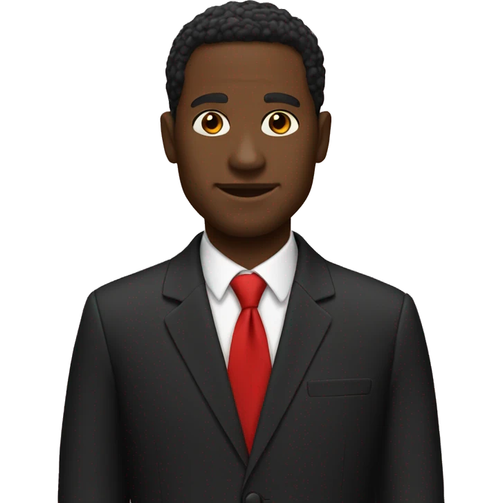 Black man wearing red black suit emoji