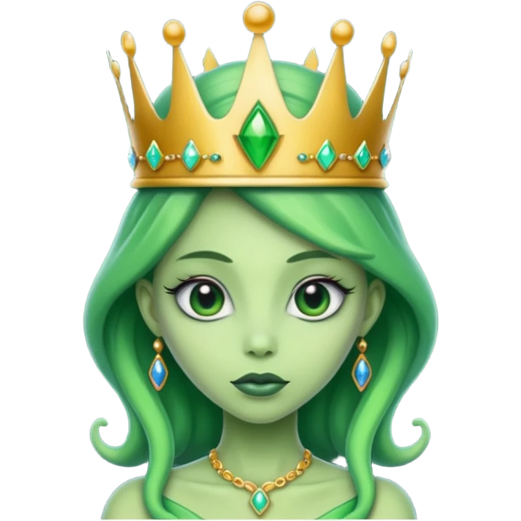 alien princess, bold, crown emoji