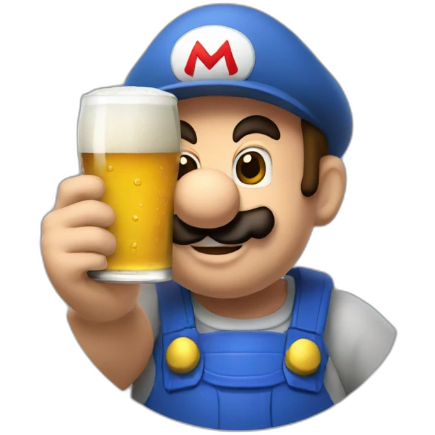 Mario who drinks a beer. emoji