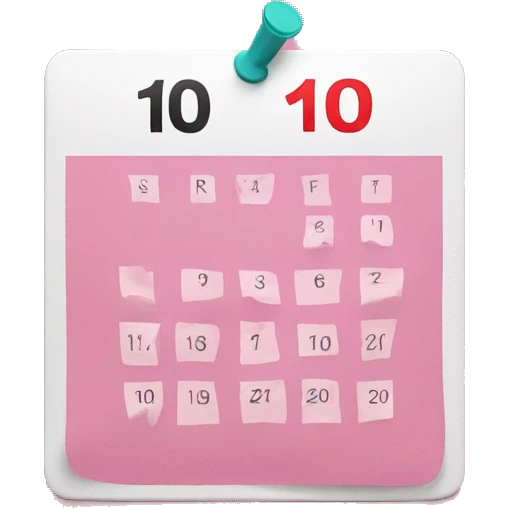 The number 10 written on a pink calendar emoji