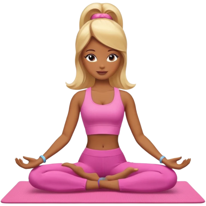 Brown skin blonde hair Barbie doing yoga emoji