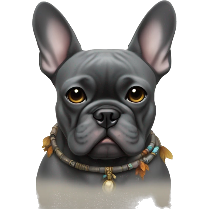 dark gray french bulldog shamanism emoji