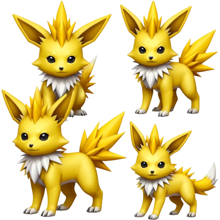 Cute Shiny Jolteon-Greymon-Renamon-Fakémon-hybrid-creature (full body)  emoji
