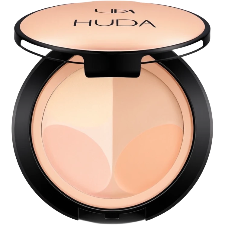 Clean, aesthetic emoji of Huda Beauty loose powder, soft glam vibe, pastel tones, makeup icon style, high quality. emoji