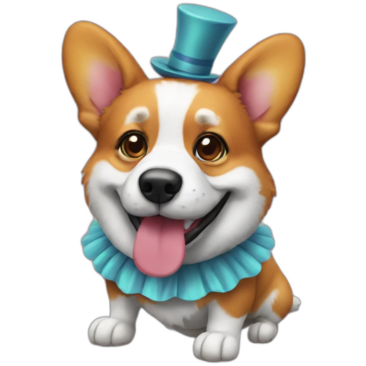 Full body Corgi dressed as a clown emoji