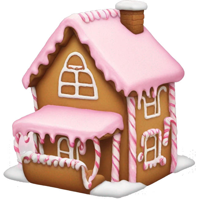 Pink frosted gingerbread house emoji