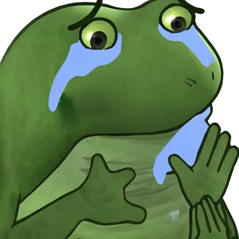 pepe the frog with hands covering face, crying emoji