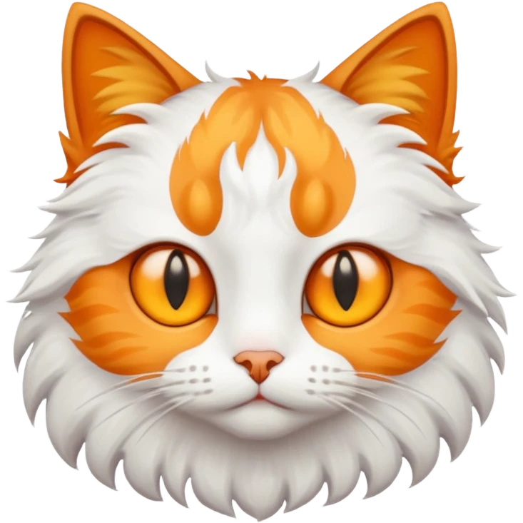 a cat that is a mixture of white and orange, with yellow eyes emoji
