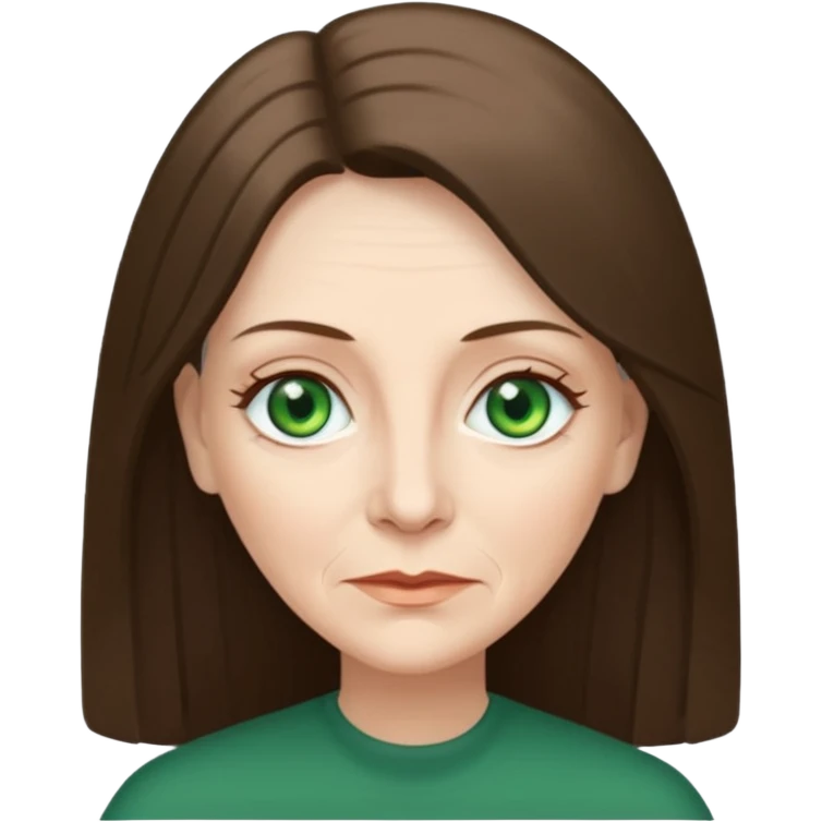 Pretty older woman with green eyes and long straight Ash-brown hair  emoji
