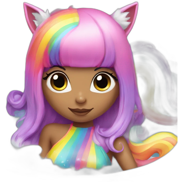 catgirl-hot-nicki-minaj-with-rainbow-unicorn-hair-swim-suit-in-a-bath emoji
