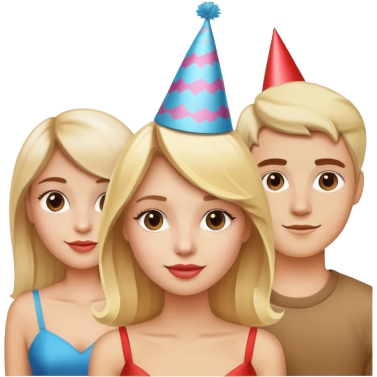 Persona súper guapa rubia de fiesta con mas personas  emoji