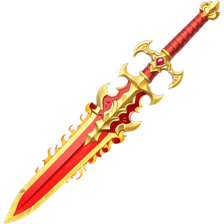 fiery royal golden sword with red blade emoji
