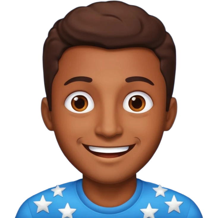 A brown skin man with stars in his eyes emoji