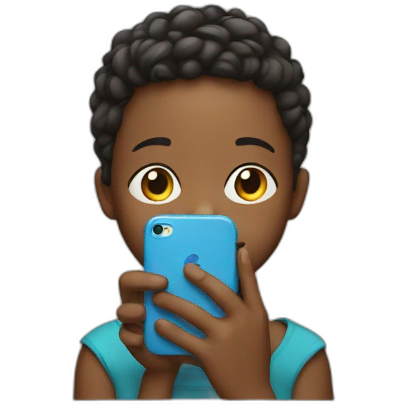 child with iphone emoji