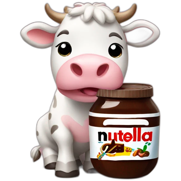 cow hugs a jar of Nutella emoji