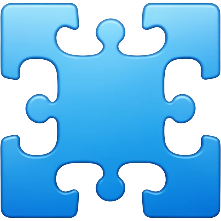 puzzle piece emoji in blue professional design for business presentation, clean edges, modern corporate aesthetic emoji