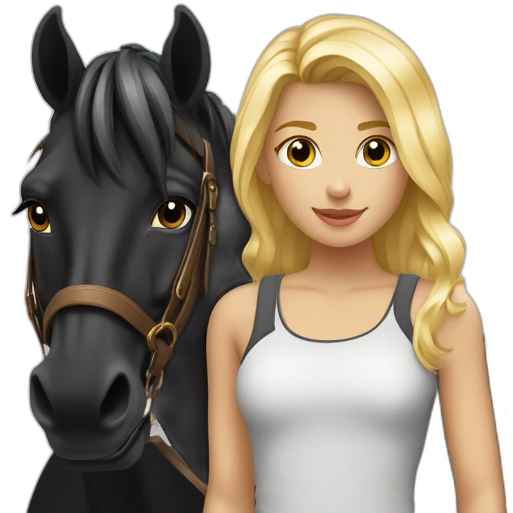Cheval noir Crain noir et fille blonde emoji