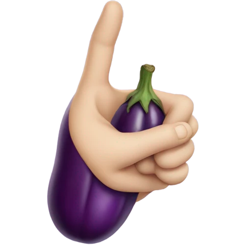 Hand with eggplants as fingers emoji