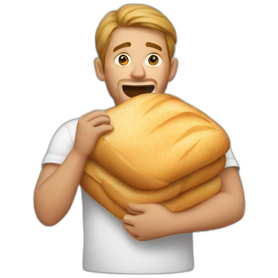 man eating a lot of bread emoji