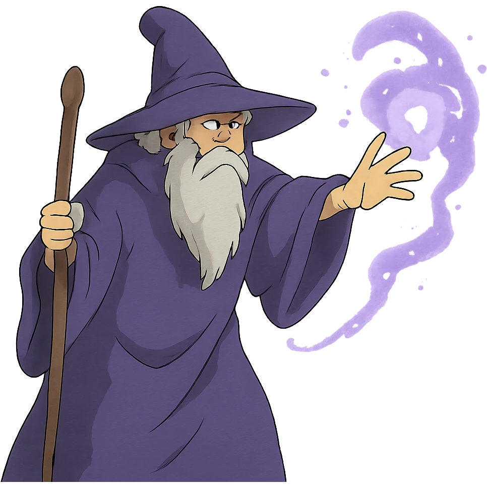 mysterious purple wizard casting a spell emoji