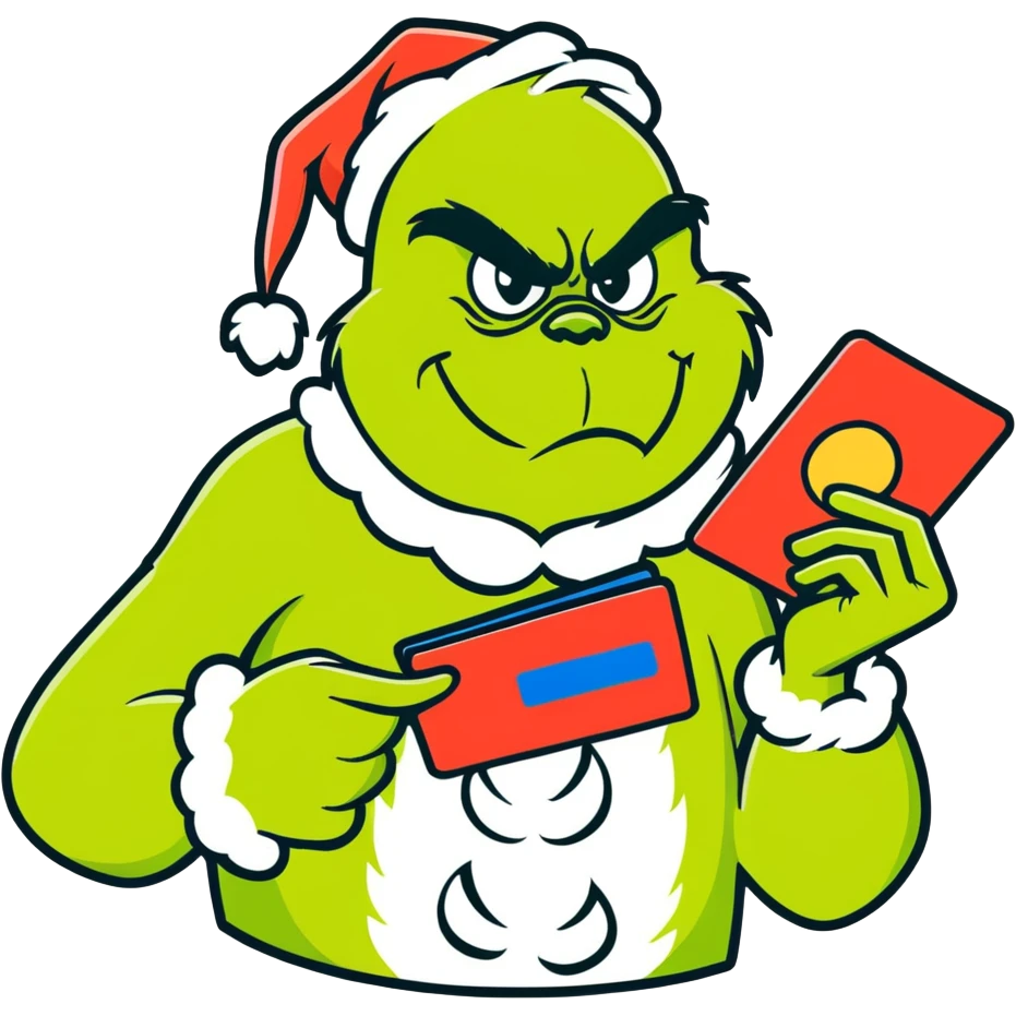 Grinch with credit cards emoji
