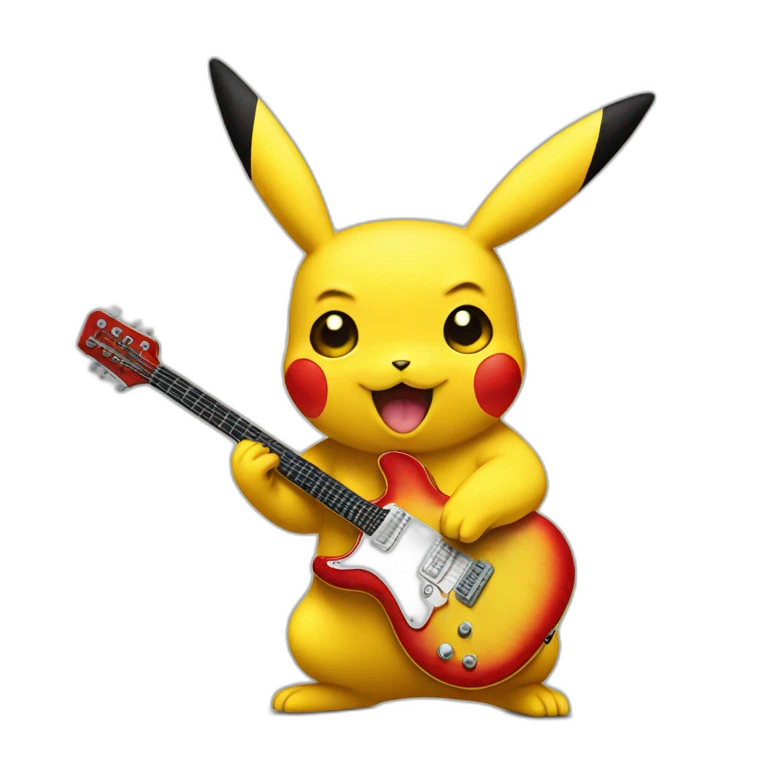 Pikachu playing electric guitar  emoji