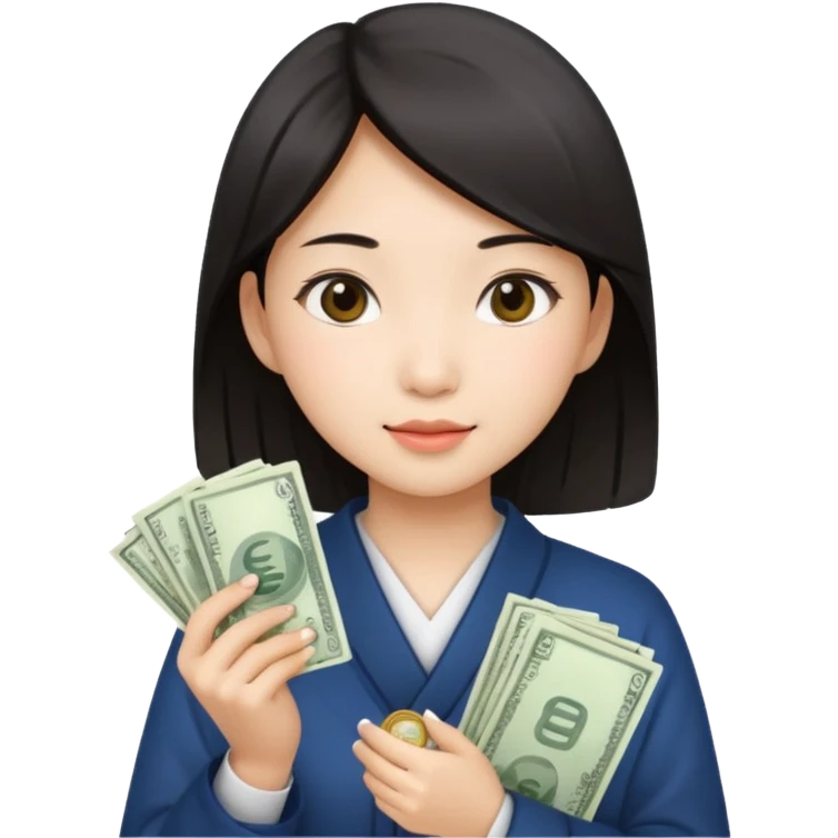 Hot Asian girl with money  emoji