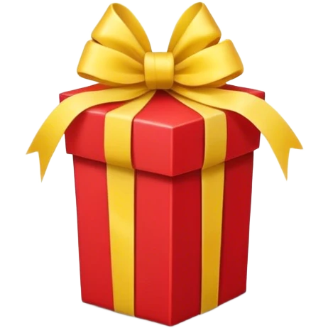 Front-facing upright red gift box with a yellow ribbon and a centered bow. emoji
