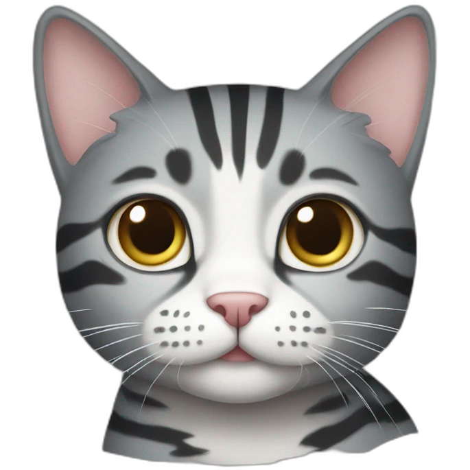 gray striped cat with white spots emoji