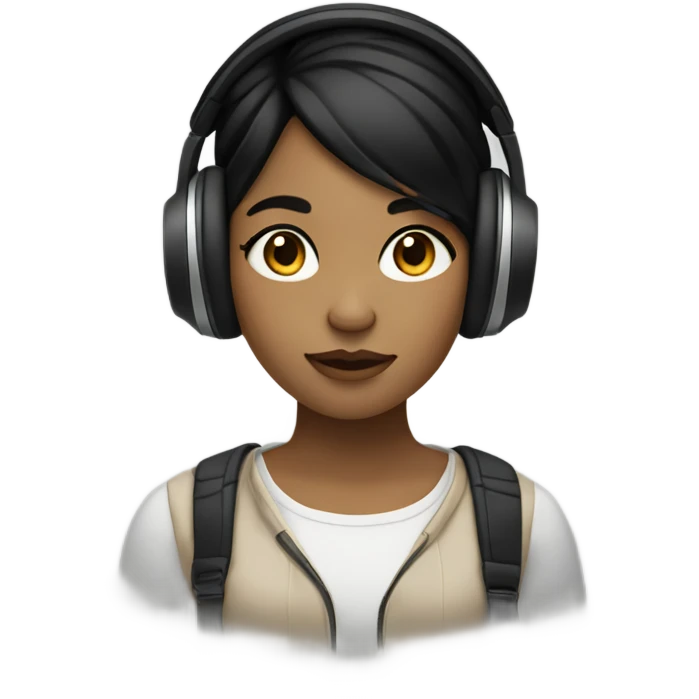 girl with medium light skintone and black hair listening to music emoji
