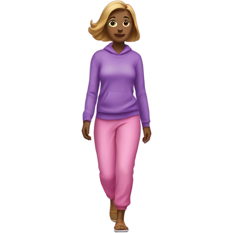 Woman walking pink and purple clothes emoji
