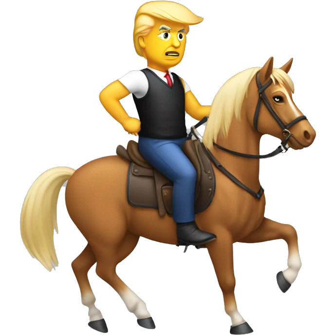 Donald trump wearing tank top while he’s riding a horse emoji