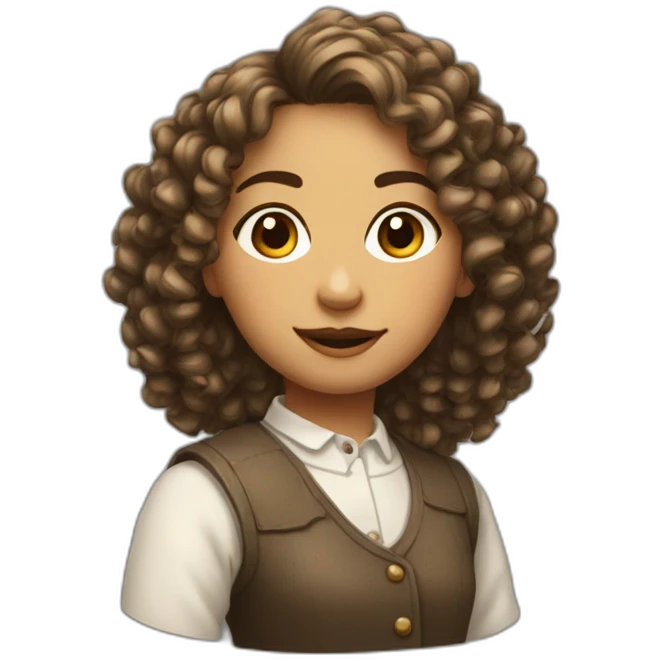 Fille avec cheveux bouclés emoji