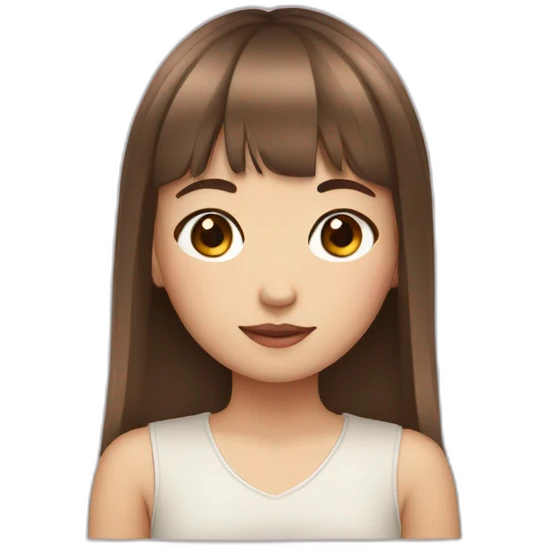 Girl with brown hair bangs and Asian eyes emoji