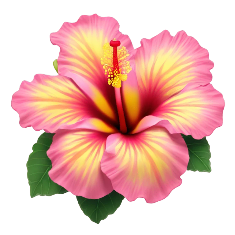 yellow and pink hibiscus flower emoji