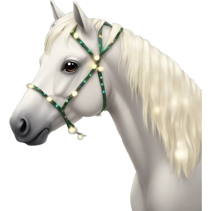 Creme horse with pretty Christmas lights  emoji