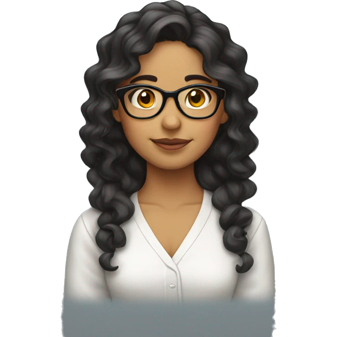 hispanic nerd girl wavy hair emoji