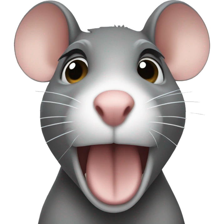 Rat wearing bob haircut and big lips emoji