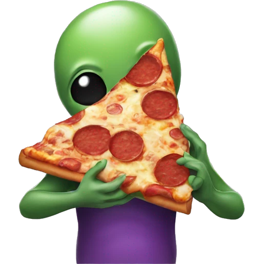 Alien eating pizza emoji