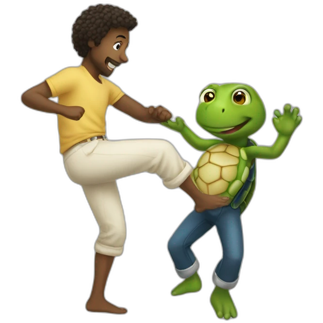 White men dansing with Marins turtle emoji